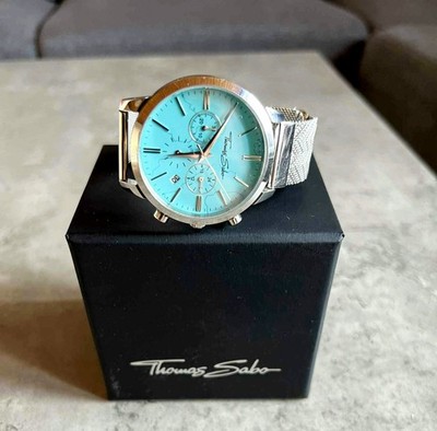Thomas Sabo Chronograph   Rare Turquoise Dial   Steel Mesh Watch
