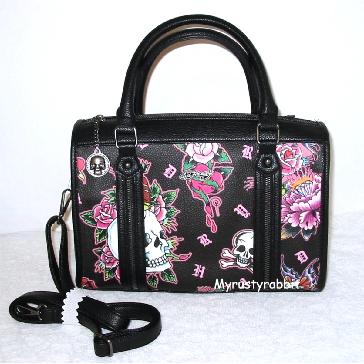 Ed Hardy Skull Rhinestone Mini Backpack Black Pink Tattoo Bag NWT Charms Ed Hardy Skull Bag - Etsy main image 3