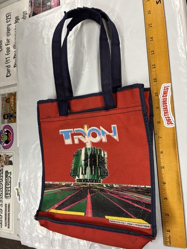 Vintage 1982 Disney Tron Book Bag Tote Red Canvas Zipper Sack Rare HTF - Picture 6 of 14