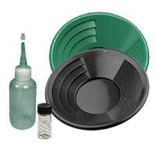 Sluice Monkey 2 Pack 14" Black Green Gold pan panning kit 3oz Sniffer Bottle