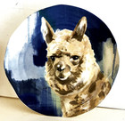 Anthropologie Salad Dessert Plate Dish 8.5" Lauren C Walcott Llama Design