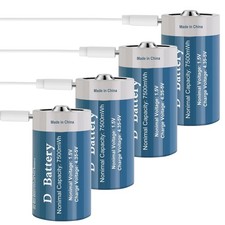 Rechargeable D Batteries 4 Pack, Long-Lasting 1.5V 7500mWh Lithium D Size Bat...