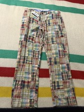 Vintage 90s JCrew All Cotton Plaid MultiColor Madras Pants Size 36x31 Made India