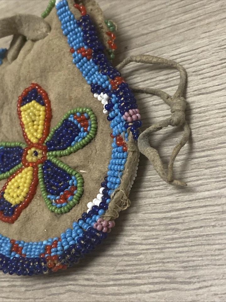 Bolsa de medicina temprana nativa americana tribal posiblemente ojibwe e iroqueses Foto 4 de 4