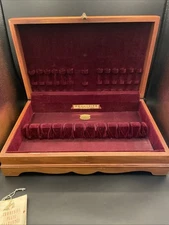 Vtg Oneida Community Flatware Storage Chest Box Case Velvet Lining