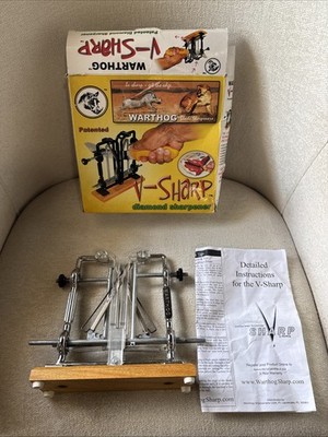 Warthog V-Sharp Manual Knife Sharpening System, Silver Metal/Plastic/Wood