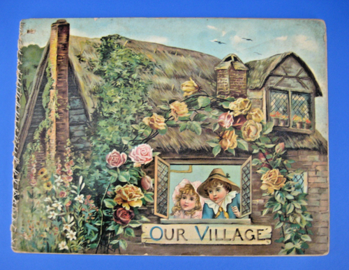 Our Village Edric Vrendenburg Antique Story Book Colorful Cardstock Sewn Repairs