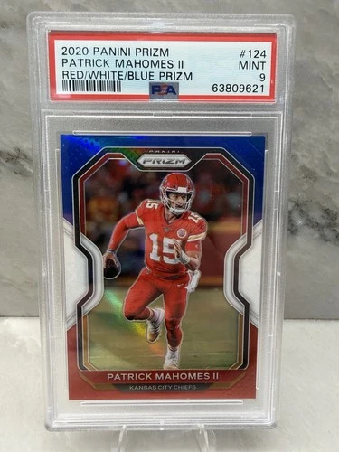 2020 Panini Prizm Patrick Mahomes Red/White/Blue Priam PSA 9