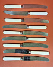 9 Retro Table knives by Smith Seymour Ltd, Sheffield, faux bone handle, s/steel