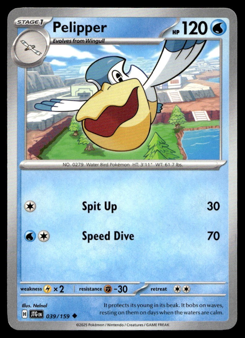 Pelipper 39/159 Pokemon Card Journey Together Uncommon 120 HP Near Mint E7