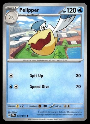 Pelipper 39/159 Pokemon Card Journey Together Uncommon 120 HP Near Mint E7