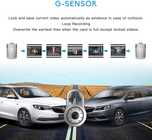TOGUARD 1080P Espejo Dash Cam 4.3" IPS Vista Trasera Coche Cámara de Retroceso Pantalla Táctil - Imagen 3 de 7