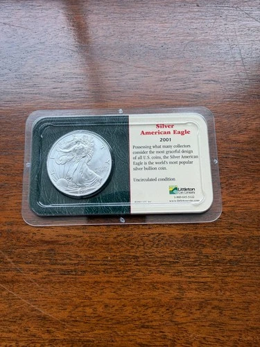 2001 American Silver Eagle 1 oz . Uncirculated Littleton Pack, Original