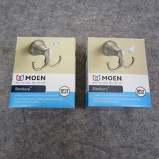 MOEN Banbury Double Robe Hook in Spot Resist y2603BN Brushed Nickel - Lot of 2