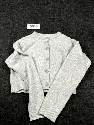 Bershka Cardigan Cropped Sweater Womens 2XS Gray Tight Knit Button Front Casual