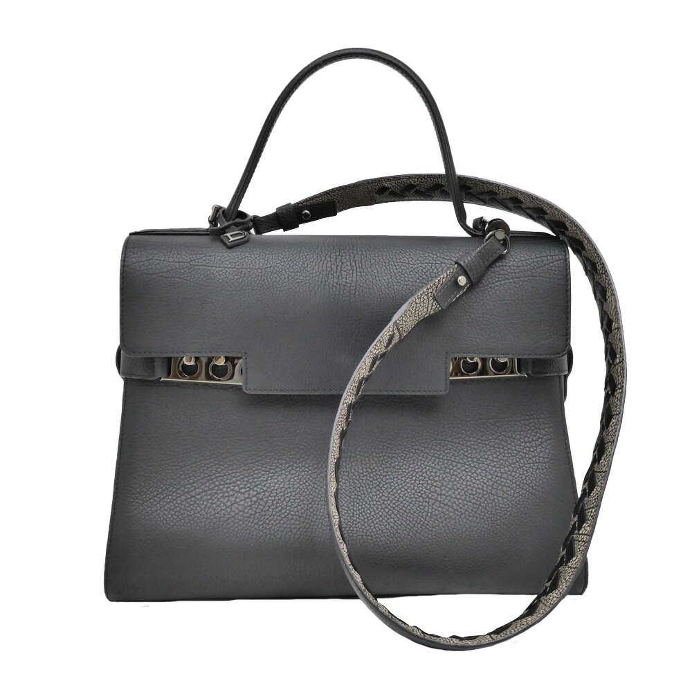 DELVAUX Handbag Tempete GM Black Leather 2way Shoulder Bag DELVAUX Handbag Tempete GM Black Leather 2way Shoulder Bag