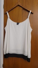 TORRID size 3 Black And Cream Sheer Spaghetti Strap Tank Split Back Adj. Straps
