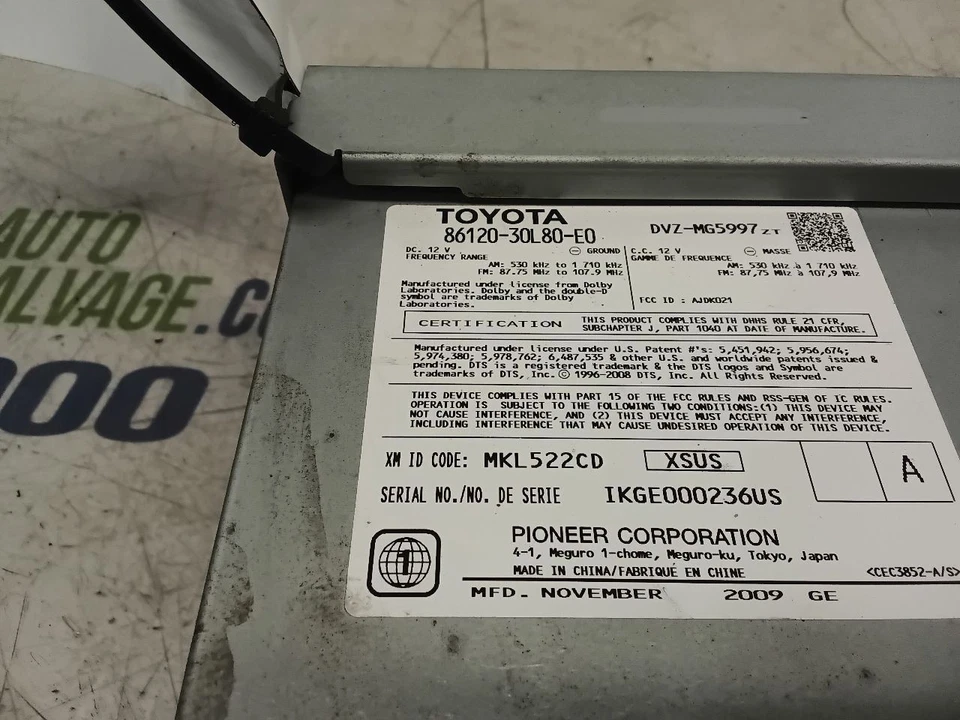 Audio Equipment Radio Receiver US Market Fits 10-11 LEXUS GS350 9474778 - Image 3 of 4