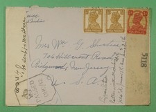 DR WHO 1940s INDIA WWII DUAL CENSORED TO USA R15694