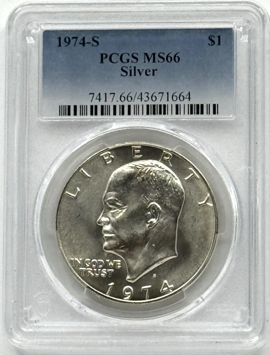 Silver MS 66 Graded 1974 Eisenhower Dollars (1971-1978) for sale