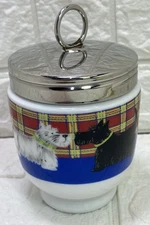 Vintage Royal Worcester King Size Egg Coddler Black & White Scottie Dogs No Box