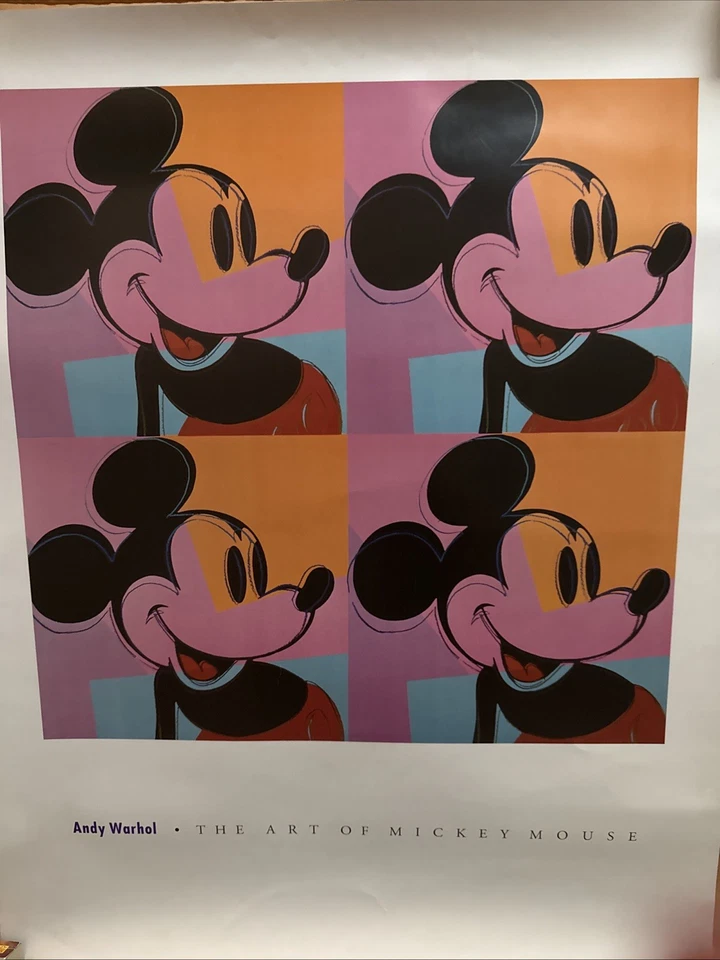 Энди Уорхол искусство Микки Мауса винтажный 1981 поп-арт плакат печать на борту 30 X 24 - Изображение 2 из 4