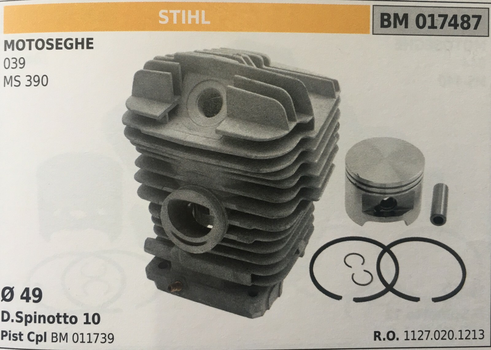 Cilindro Pistone Segmenti Brumar BM017487 Compatibile Stihl FS200 38mm