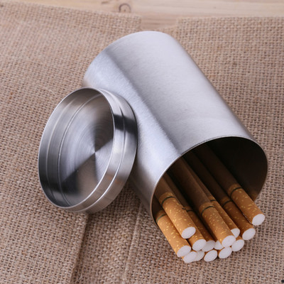 tobacco box steel Stainless Steel Metal Cigarette Tobacco Case Holder Box Tea Swab Storage Jar  New