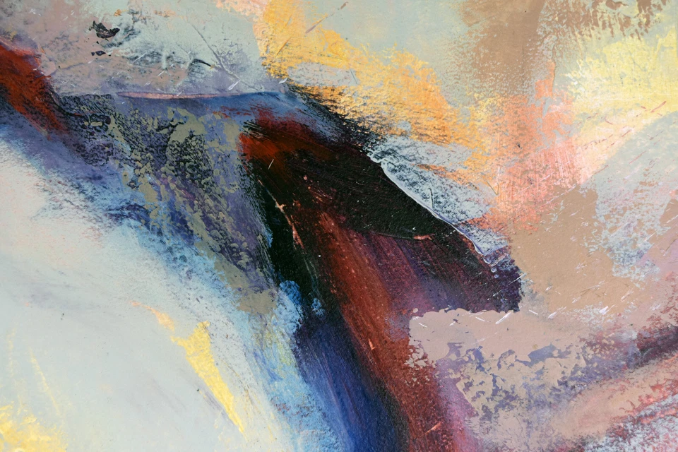 Pintura Acuarela 26" Carolynn Mann Arte Abstracto Composición Fantasía #145 Foto 3 de 4