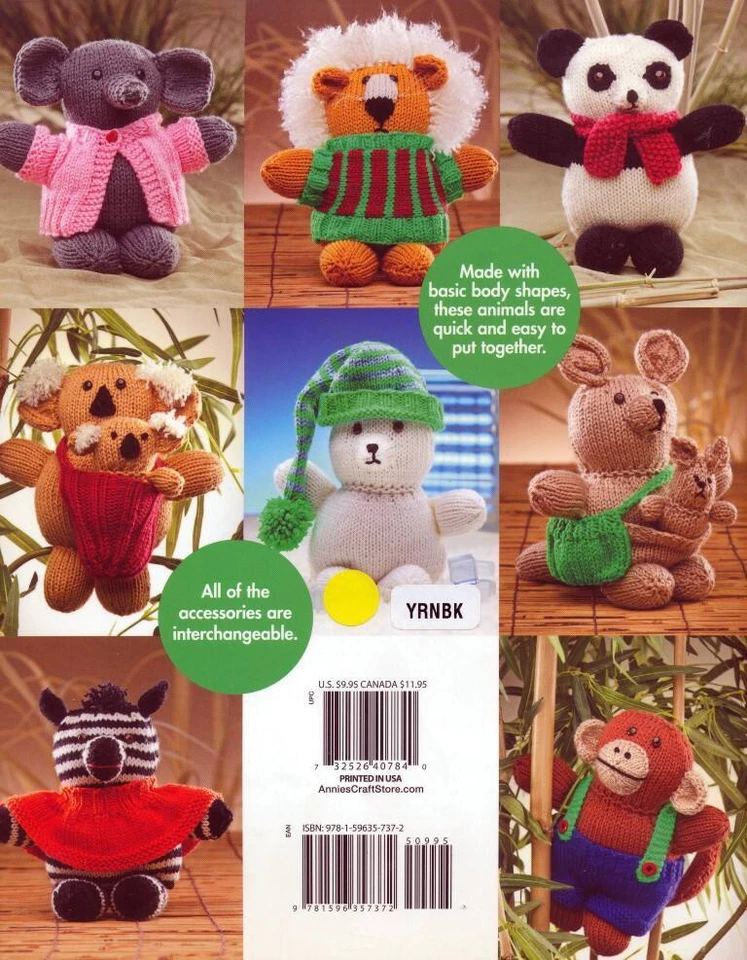 NEW KNIT ZOO ANIMAL FRIENDS 10 TINY CUTIES WITH ACCESSORIES GREAT DESIGNS - Image 2 of 2