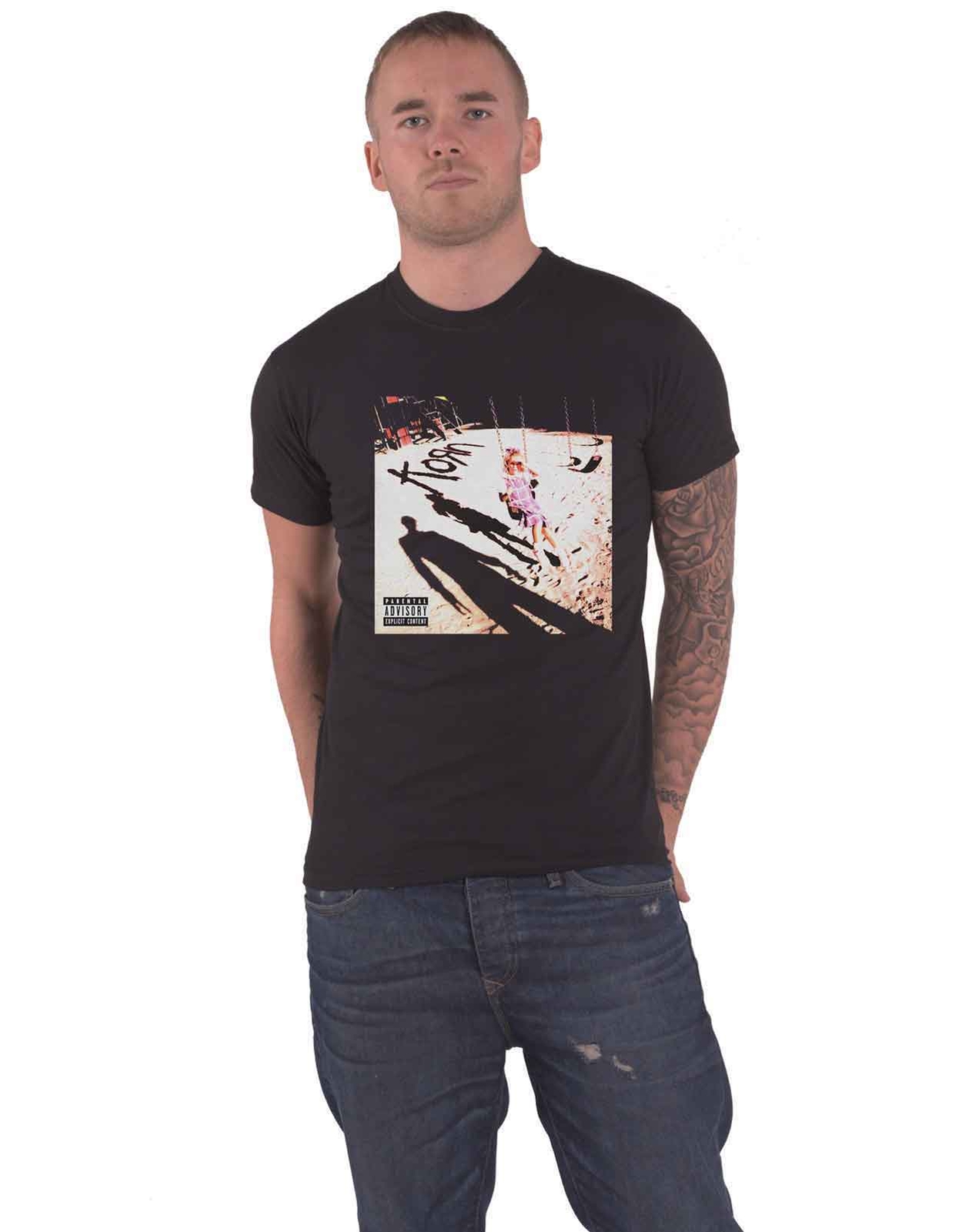 Korn Self-Titled Album Band Logo Official Mens Black T-Shirt New Merch