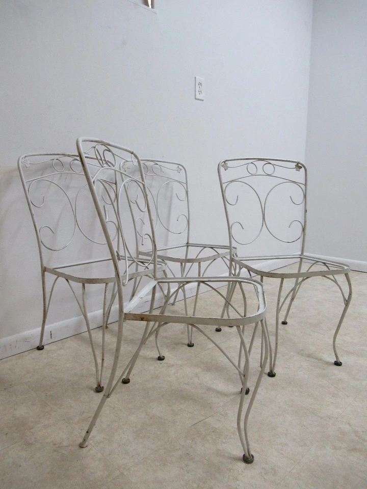 4 sillas laterales de comedor vintage de hierro de hiedra para patio exterior porche Foto 3 de 4