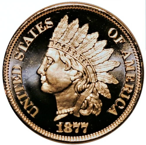 1877 UNC ROUND INDIAN HEAD CENT 1 OZ COPPER LARGE ( NOT A CENT ).. 111