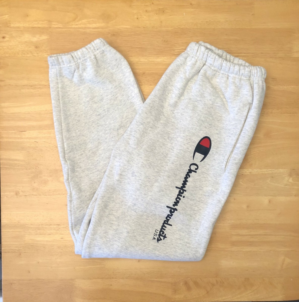 Champion & Supreme Logo Sweatpants Gray Size XL - Ships Same Day