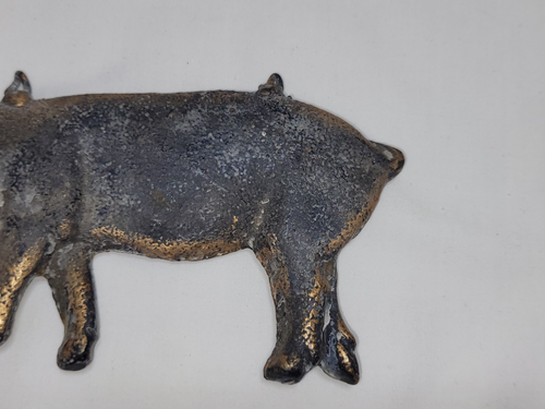 Heavy Hanging Brass Pig 6" x 3" - Picture 6 of 11