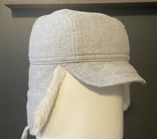 Baby GAP Trapper Winter Hat Baby 0-6 Months Gray Cotton Sherpa Lined Ear Covers