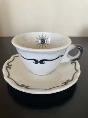 Jackson China Restaurant Black Airbrushed Teacup Set Never Used