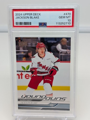2024-25 Upper Deck Series 2 Young Guns Jackson Blake #470 RC PSA 10 GEM MT