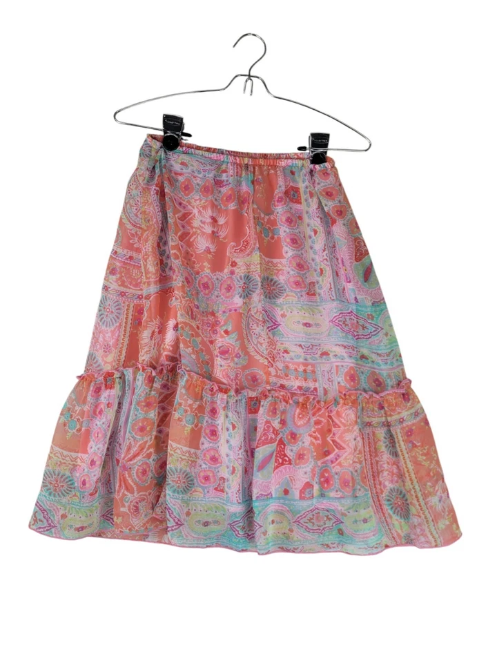My Michelle Tiered Skirt Womens 8 Colorful Fairy Paisley Sheer Pastels Whimsical - Image 2 of 4