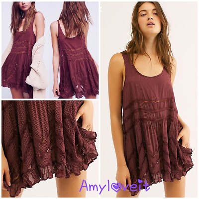 Free People Voile Lace Trapeze Slip Dress Size XS NWT