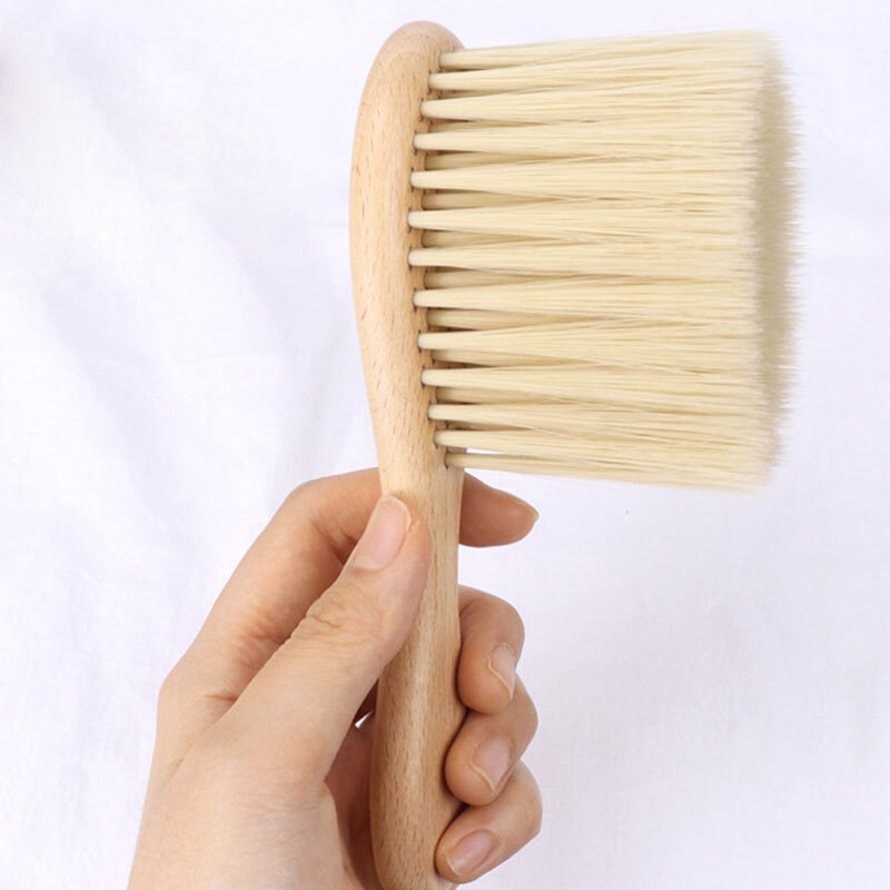 Wooden Brush Comb Neck Face Duster Barber Hair Sweeping Cutting Styling