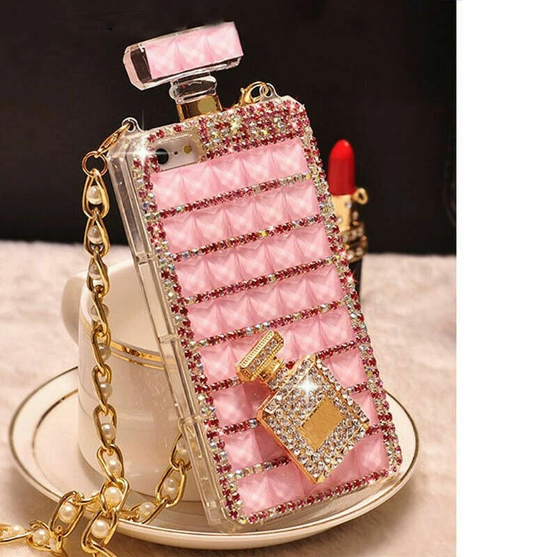 Funda Botella Perfume Diamante Brillante Brillante Para Samsung S25 S24 S23 S22 S21 S20 Foto 2 de 4