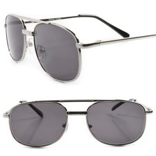 Classic Old Retro 80s Tinted Lens Mens Silver Rectangle 2.50 Reading Sunglasses