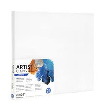 100% Cotton Acid Free White Canvas, 20"X24", 2 Pieces, Deluxe Canvas
