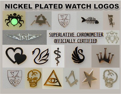 Micro nickel plated metal small watch dial micro parts logos emblems Silver Gold