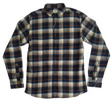 Jack Jones Button Up Long Sleeve Flannel Slim Fit Plaid Blue Orange Size EU XL