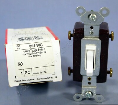 Pass & Seymour White 4-WAY COMMERCIAL Toggle Wall Light Switch 15A 664-WG Boxed
