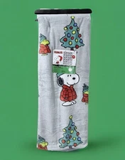 Peanuts Snoopy Woodstock Christmas Tree Red Puffer Jacket 50x70 Throw