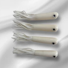 4 Inch White Tube Jigs 4 Pack