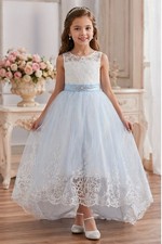 Shein Pageant Formal Dress Girl EU130/USA8/10 Light Blue White Tulle Sequins